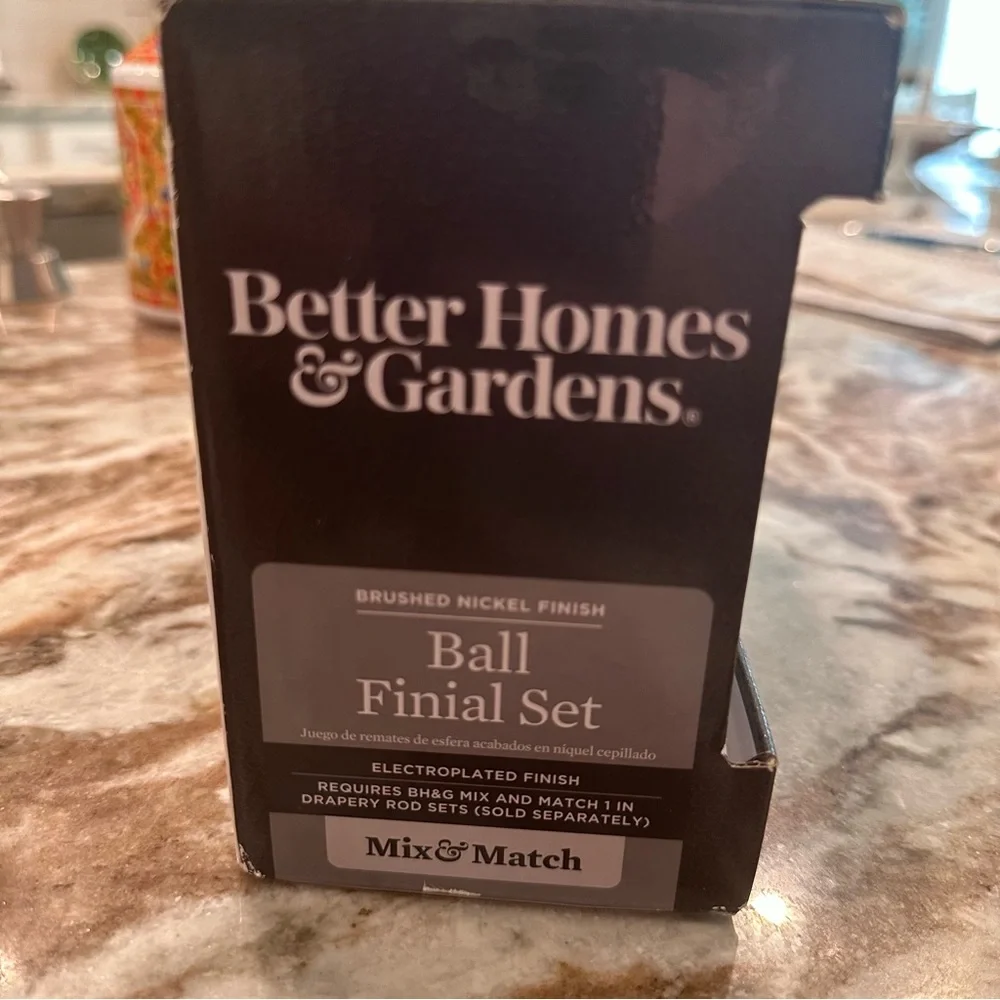Better Homes & Gardens Finial Set for Curtain Rod Brushed Nickel Finish